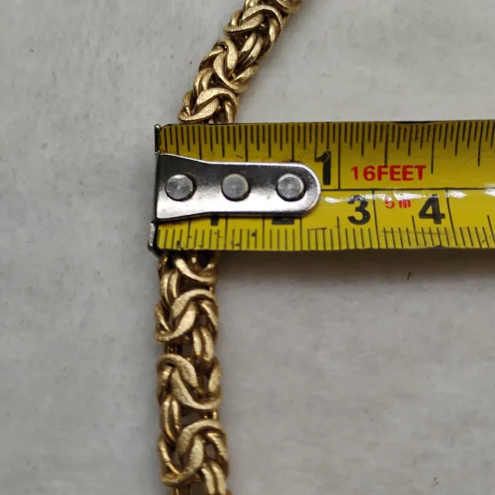 Vintage Silver Byzantine Large Necklace Italy .925 Sterling 20" Gold Tone Chain - Picture 10 of 12